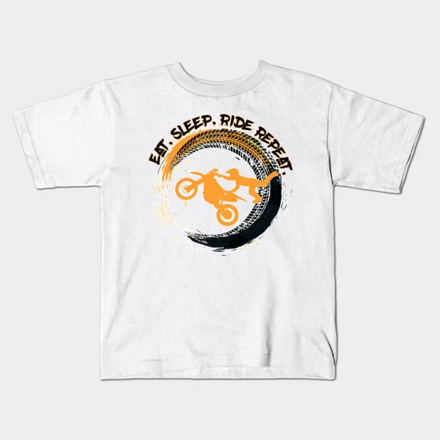 Eat Sleep Ride Repeat Dirt Bike Motocross Kids T-Shirt by FamilyCurios